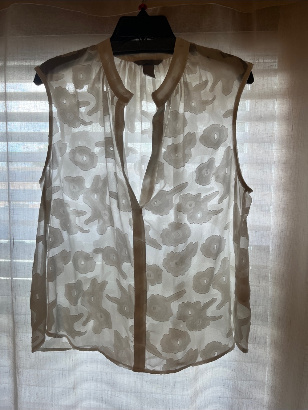 H&M Sheer Floral Sleeveless Camisole in White/Cream